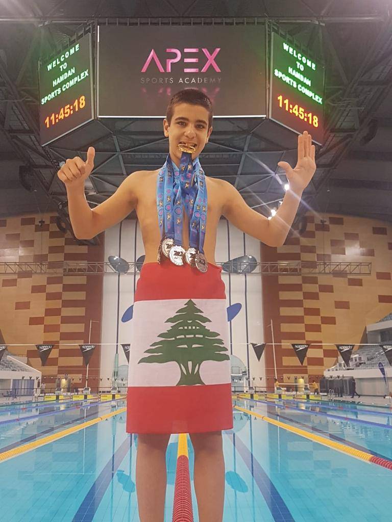 ذهبية و5 فضيات للسباح المتألق كولن الشرتوني في الامارات