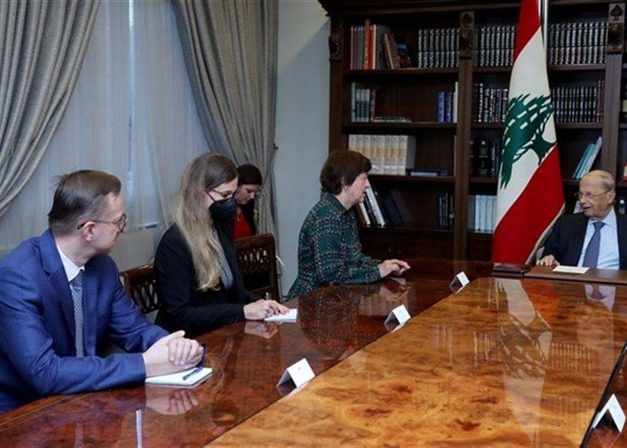عون ابلغ المنسقة الخاصة للامم المتحدة جوانا رونيسكا التزام لبنان بالقرار 1701