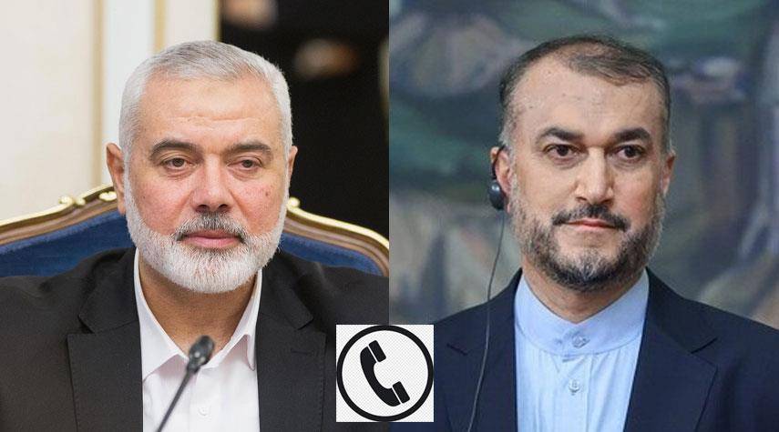 عبد اللهيان يؤكد لهنية موقف بلاده الداعم للشعب الفلسطيني ومقاومته