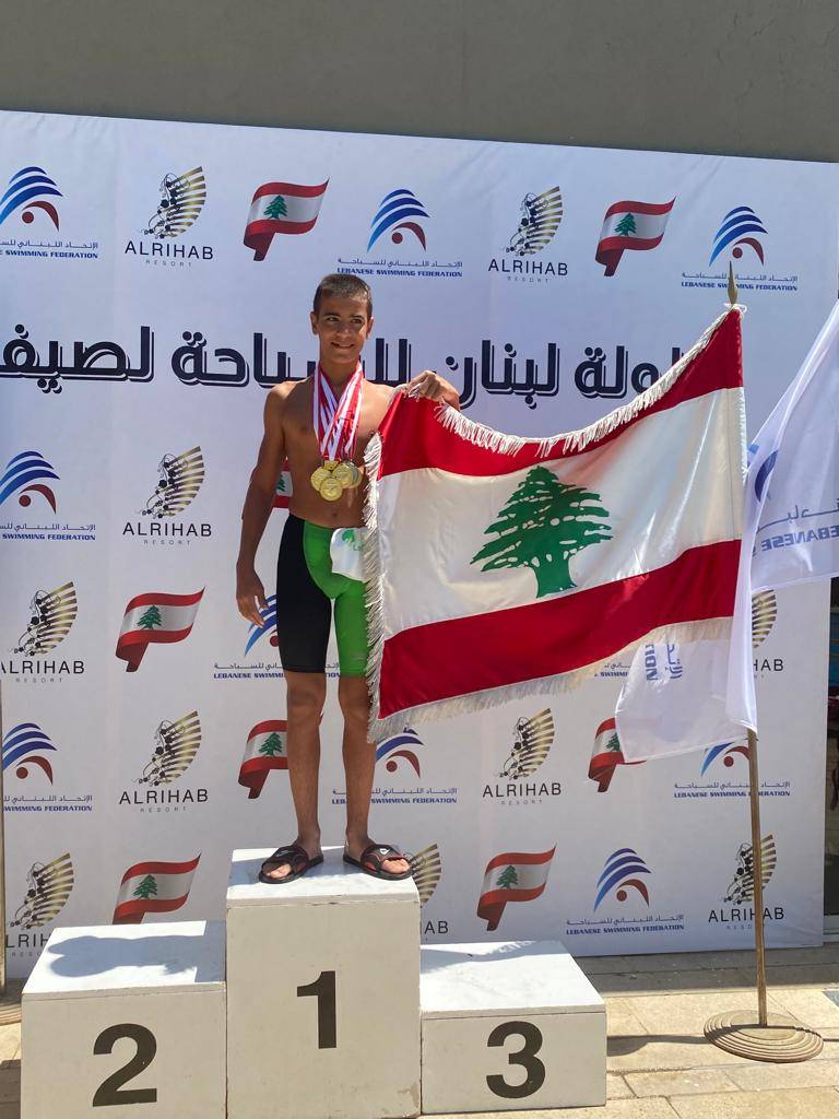4 ذهبيات وفضية واحدة لكولن الشرتوني في بطولة لبنان