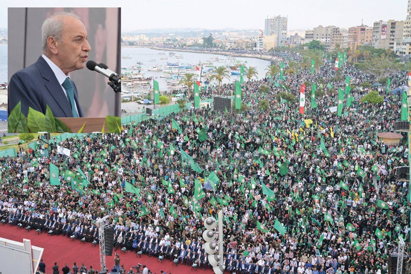 مئات الالاف احيوا ذكرى الـ 44 لتغييب الامام الصدر ولبوا نداء الرئيس بري وحركة امل في صور
بري: سندافع عن حدودنا وارضنا وغازنا ونفطنا بكل ما نملك من قدرات كما دافعنا في البر
بري ينتقد «التيار»: «ما خلونا» ولماذا 6 وزراء دولة ولماذا لا تؤلف الهيئة الناظمة للكهرباء وهم هدروا ثلث الدين العام