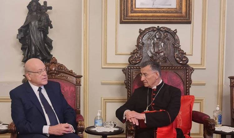 ميقاتي من بكركي: ترسيم الحدود البحرية على مشارف الإنجاز ووحدة الصف ضرورية لانتخاب الرئيس