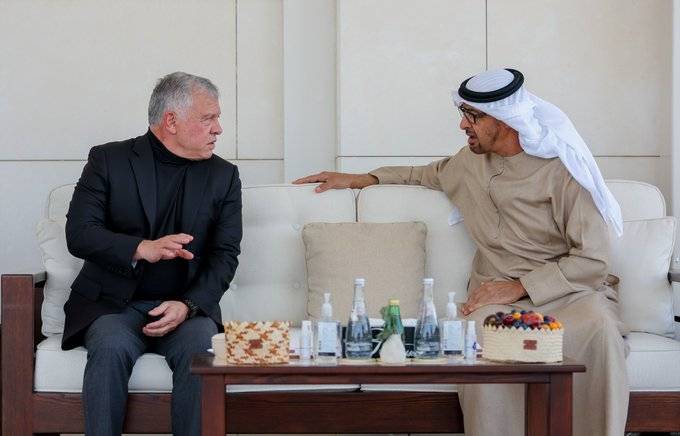 الملك عبد الله الثاني وبن زايد يبحثان العلاقات الثنائية والوضع في المنطقة