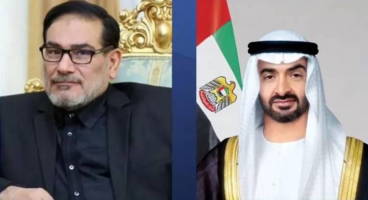 محمد بن زايد يستقبل أمين مجلس الأمن القومي الإيراني