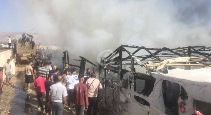 حريق في مخيم للنازحين في بر الياس