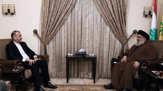 نصرالله يبحث مع عبد اللهيان التطورات في لبنان والمنطقة