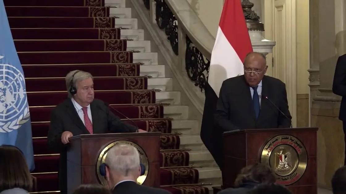 غوتيريش: لإيصال مساعدات انسانية "سريعة" إلى غزة... وشكري: نناشد الجميع لتغليب صوت العقل