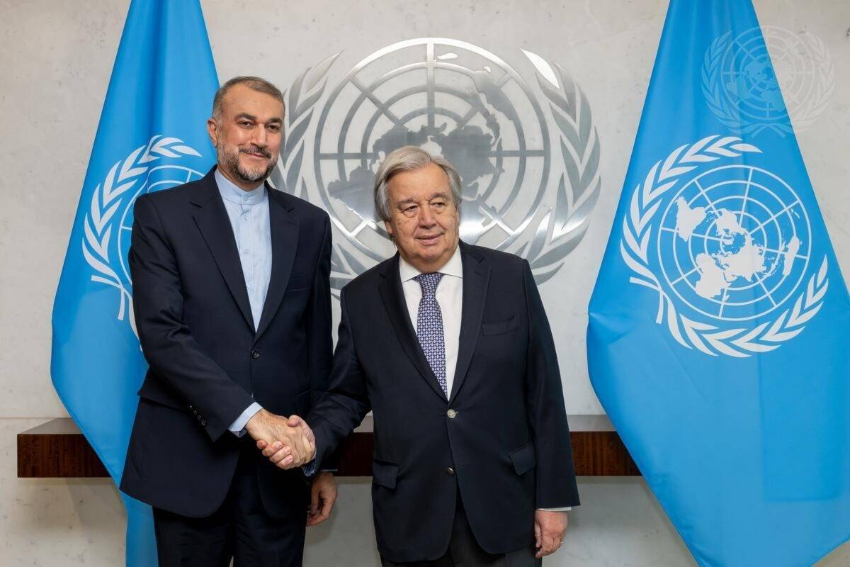 أمير عبد اللهيان لغوتيريش: على المجتمع الدولي منع مذبحة إسرائيلية في رفح