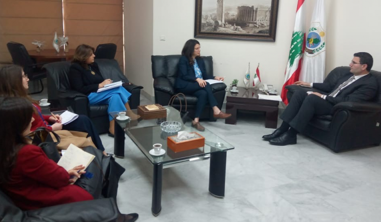 الحاج حسن عرض مع وفد "منظمة العمل"
سبل تنظيم العمالة السورية في القطاع الزراعي