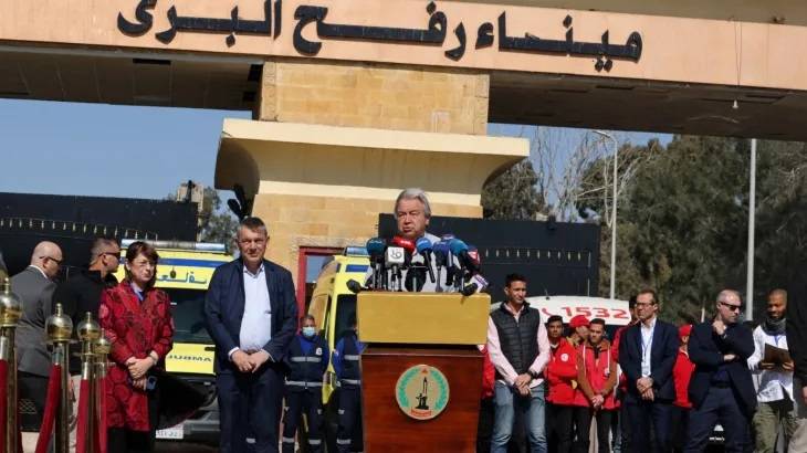 غوتيريش من معبر رفح: لـ"إغراق" غزة بمساعدات حقيقية