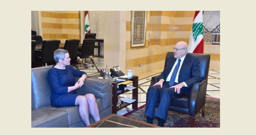 التقى 3 سفراء ومكاري
ميقاتي أبلغ سفيرة الاتحاد الأوروبي
بترؤس بوحبيب وفد لبنان الى بروكسل