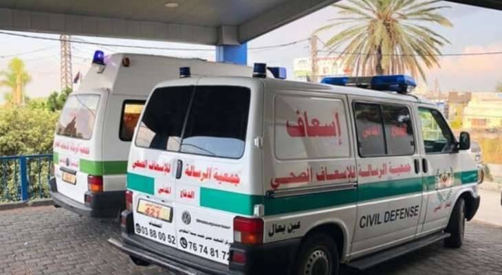 جمعية الرسالة للإسعاف الصحي: استشهاد قائد فرقة كفرا وإصابة 4 مسعفين جراء القصف "الإسرائيلي" اليوم