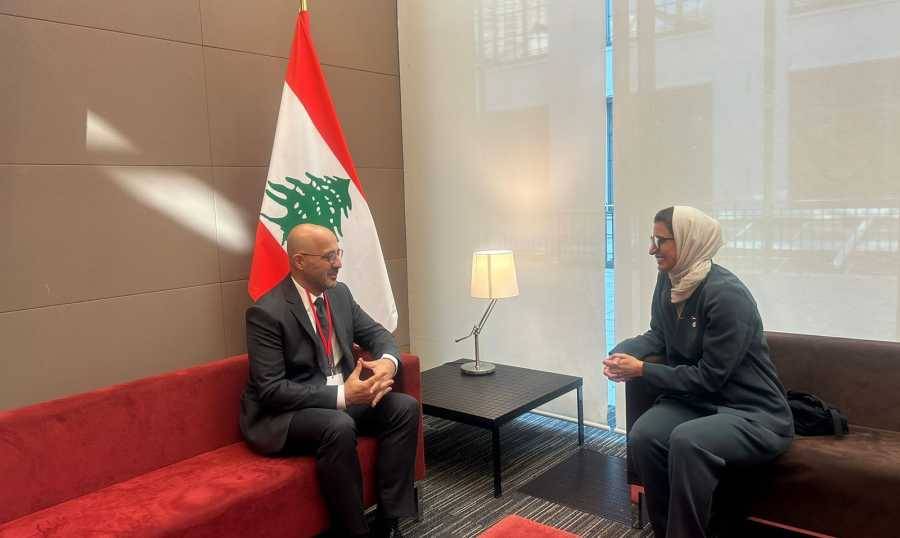 ياسين يناقش والكعبي المساعدات الاماراتية للبنان