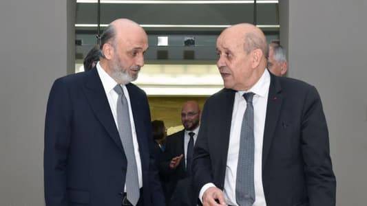 جعجع عرض مع لودريان التطورات واتفاق وقف إطلاق النار والملف الرئاسيّ