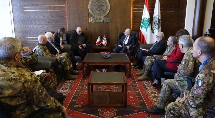 وزير الدفاع الايطالي زار سليم وعون:
إستمرار دعم إيطاليا للجيش لتعزيز قدراته