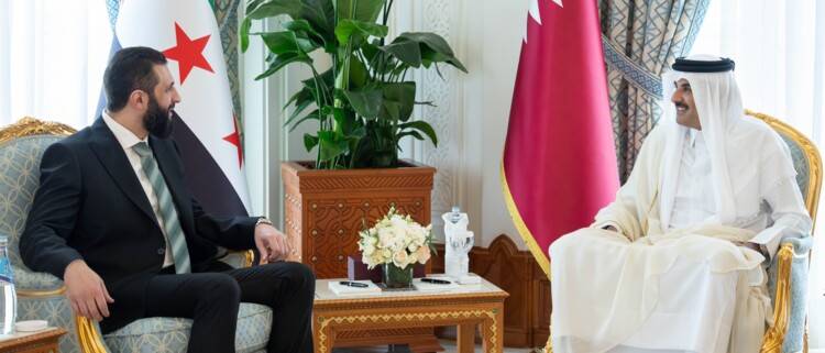 أمير قطر ورئيس سوريا بحثا بتطوير العلاقات الثنائية وسبل تعزيز الأمن والاستقرار بالمنطقة