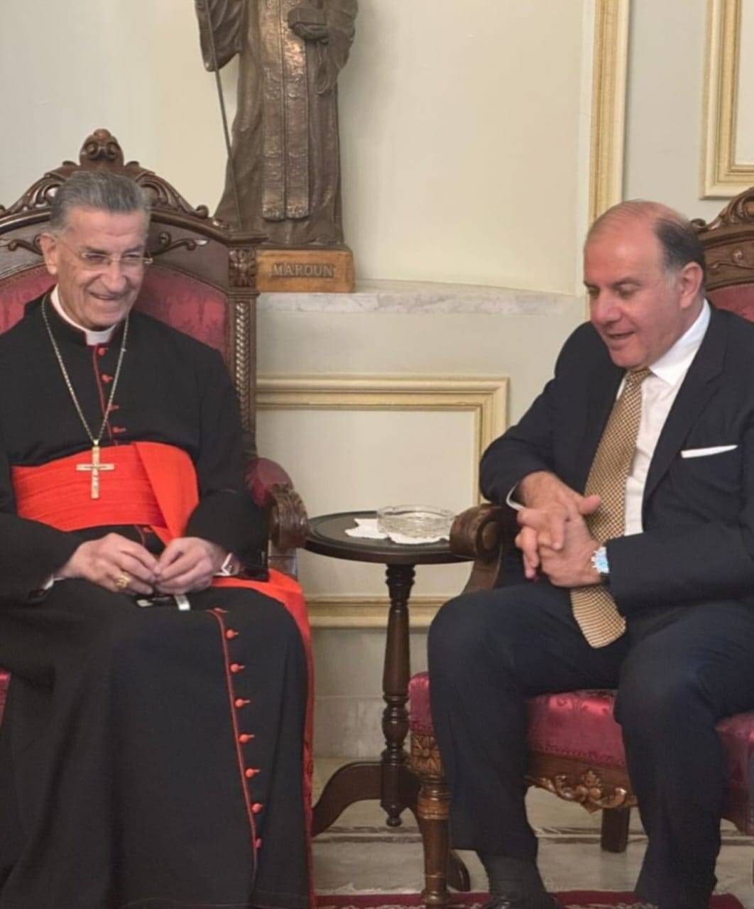 البطريرك الراعي يلتقي حاكم مصرف لبنان كريم سعيد عشية زيارة البابا لاوون إلى لبنان