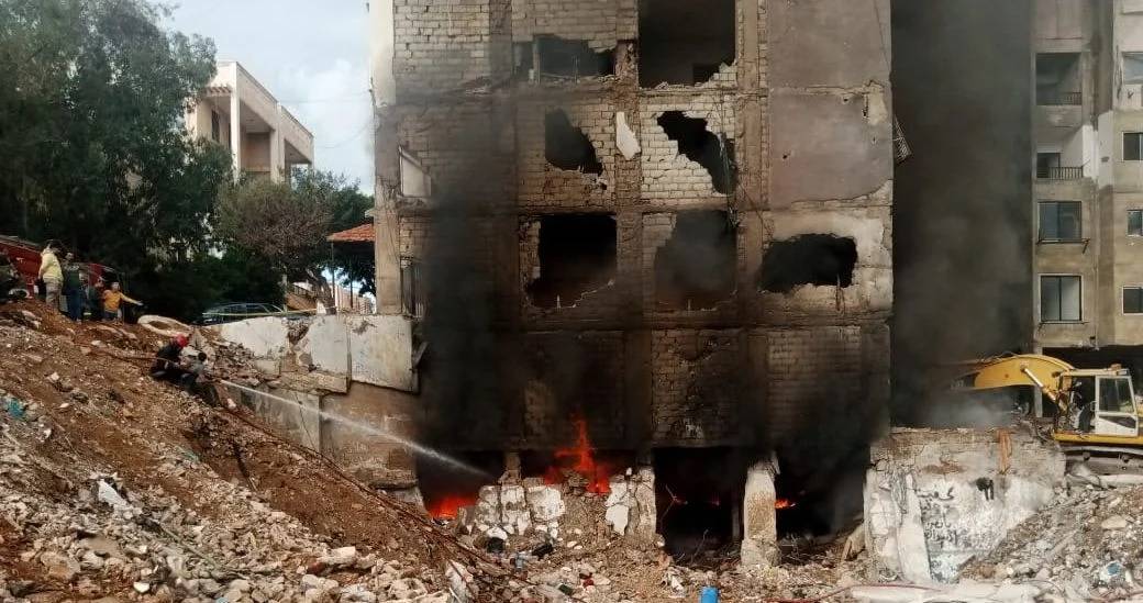 انهيار مبنى في حارة حريك في الضاحية الجنوبية لبيروت