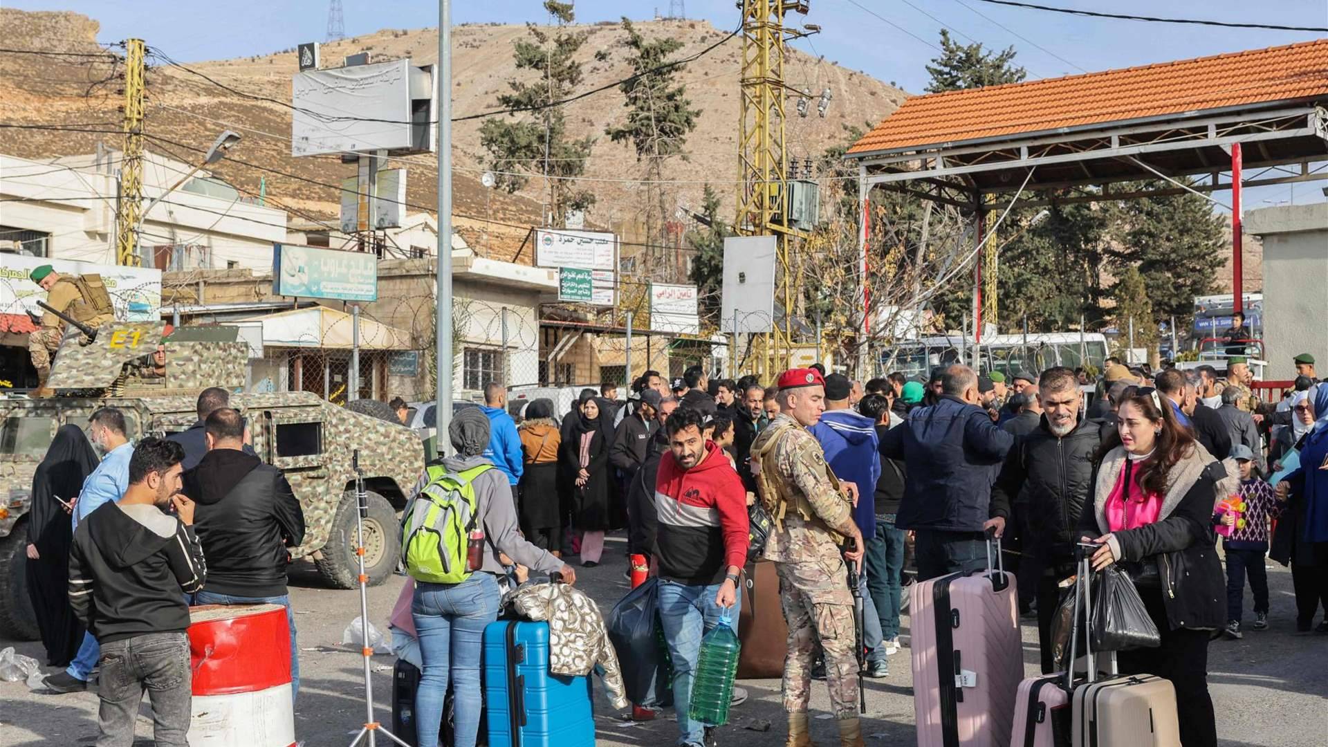 الأمن العام ينظم المرحلة 15 لعودة النازحين السوريين