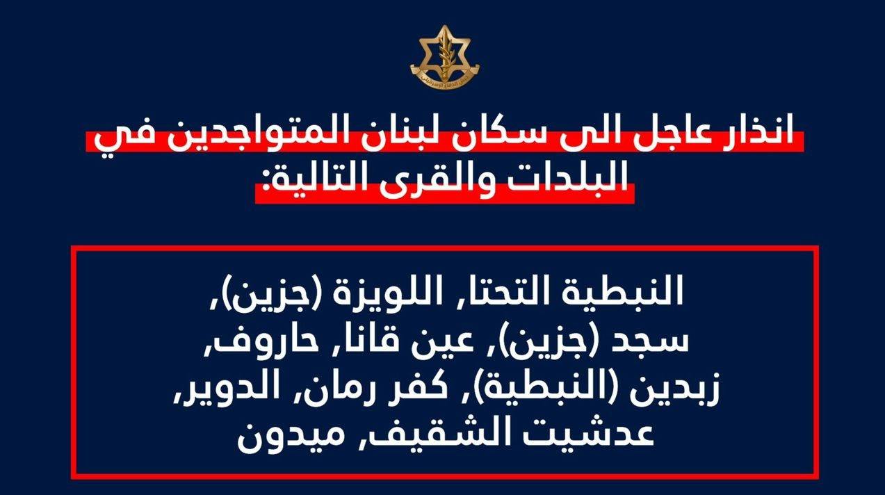 الاحتلال الاسرائيلي يهدد سكان بلدات جنوبية