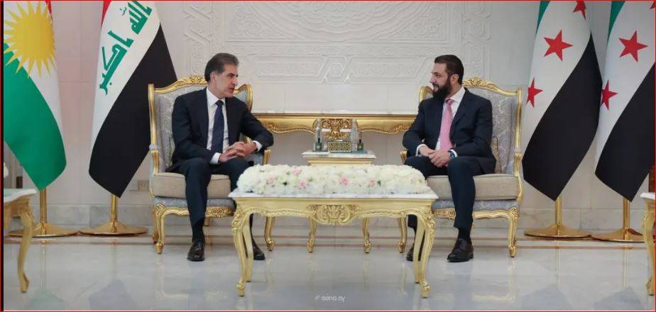 لقاء الشرع وبارزاني في دمشق لتعزيز التعاون