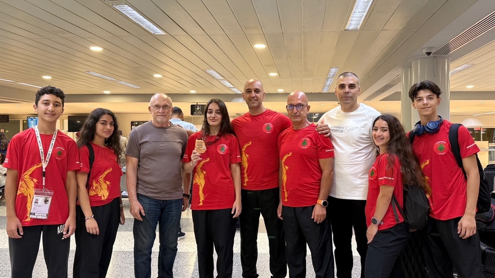 عودة بعثة منتخب لبنان للكاراتيه
والأمين العام جورج ملكون يستقبلها ويهنئها