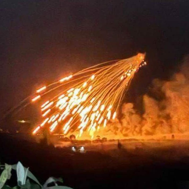 قذائف فوسفورية محرمة دولياً على النبطية الفوقا