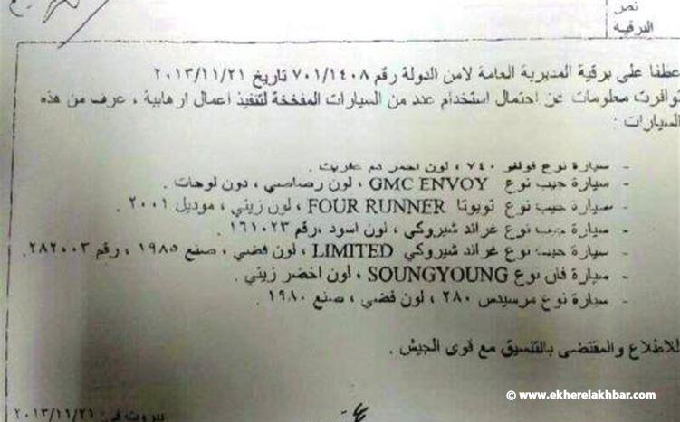 7 سيارات مفخخة دخلت الى لبنان من سوريا 
