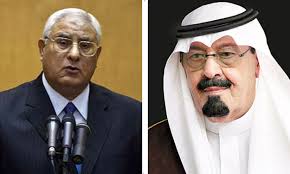 الرئيس عدلي منصور لخادم الحرمين: نقدر دوركم الشجاع في مساعدة مصر