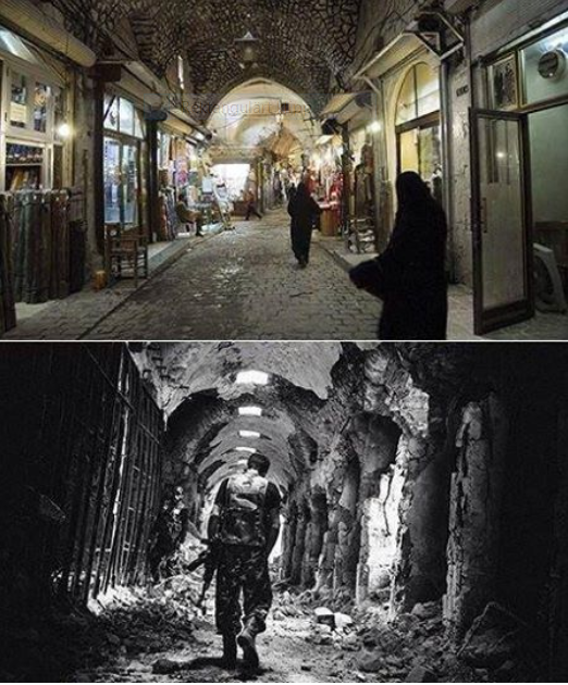 صورة مؤثرة نشرتها الغارديان البريطانيه عن سوق حلب التاريخي
