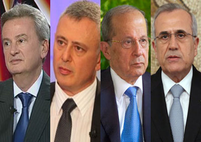 امين الجميل يخرق القوات بـ«الحنون» ويقرر خوض معركة الرئاسـة <br/><br/><br />
عون يتفرغ لمعركة الرئاسة و«يورث» «جبران» العمل السياسي <br/><br/><br />
جنبلاط يقلب المعادلة ويطالب بـ 9 ـ 9 ـ 6 والمسـتقبل يهاجمه <br/><br/><br />
جعجع يوصّف الرئيس القـادم ببرنامج سـياسي وسلام متشـائم بالتشكيلـة