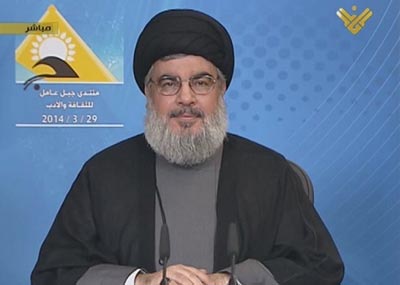 في كلمة بافتتاح منتدى عيناتا للثقافة والادب
نصرالله: لاجراء انتخابات رئاسية مبكرة وبعدها حوار واستراتيجية دفاعية تنقذ البلد
المقاومة موجودة وشرعية منذ 1948 واكتسبت شرعيتها منذ الاحتلال الاسرائيلي