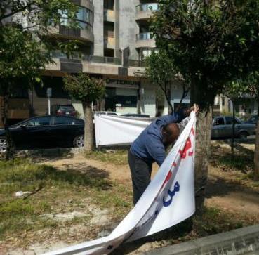ازالة اللافتات التي انتقدت ترشح جعجع في طرابلس