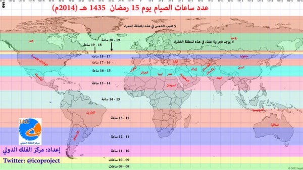خريطة ساعات الصوم في رمضان المقبل.. 20 ساعة في المانيا و 10 في الأرجنتين
