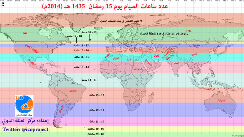 خريطة ساعات الصوم في رمضان المقبل.. 20 ساعة في المانيا و 10 في الأرجنتين!