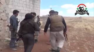بالفيديو-لحظة سقوط قذيفة على عدد من التكفريين في ريف حلب!