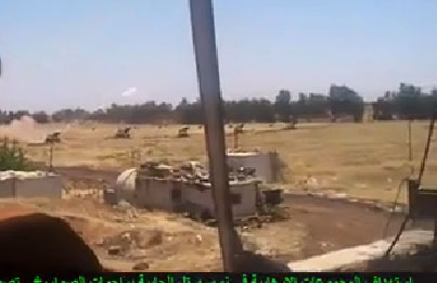 بالفيديو حزب الله والجيش السوري يقصفون براجمات الصواريخ مواقع المسلحين
