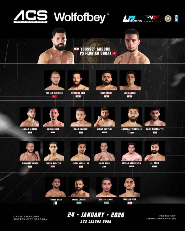 بيروت عاصمة الرياضة القتالية غداً السبت
11 منازلة دولية بالكيك بوكسينغ من تنظيم ACS