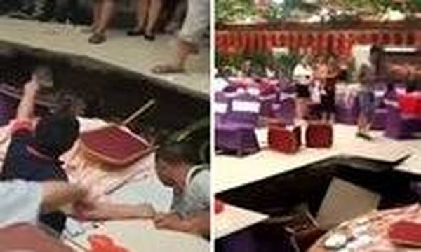 بالفيديو زفاف تحول إلى مأساة.. حفرة تبتلع المدعوين!