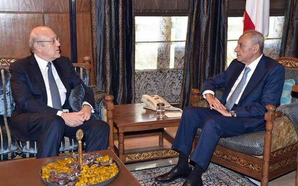 ميقاتي بعد زيارته بري : ايدنا انتخابه رئيساً لمجلس النواب