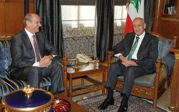 بري استقبل لازاريني وشربل