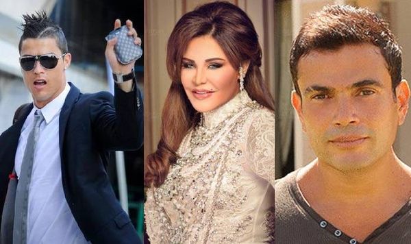 بالصور.. ما الذي جمع بين عمرو دياب وأحلام ورونالدو!