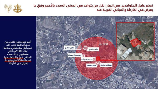 جيش الاحتلال "الاسرائيلي" يهدّد السكان المدنيين بمنطقتي الخرايب وأنصار