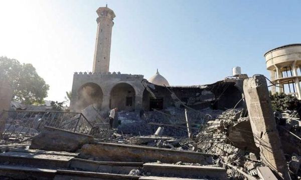 بالفيديو- لحظة إستهداف مسجد أبو سليم التاريخي وسط غزة