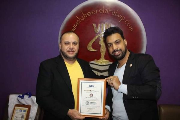 علاء الجوهري ينال شهادة تقديرية من Guiness Record العالمية