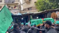 تشييع صالح العاروري ورفيقيه