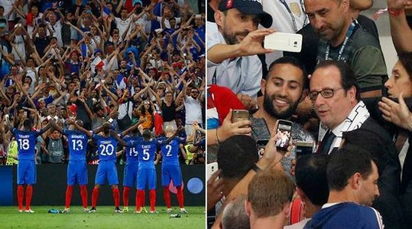 شاهدوا ردة فعل هولاند على فوز فرنسا