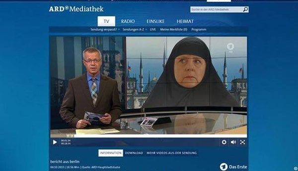 جدل حول صورة ميركل بالحجاب على التلفزيون الألماني