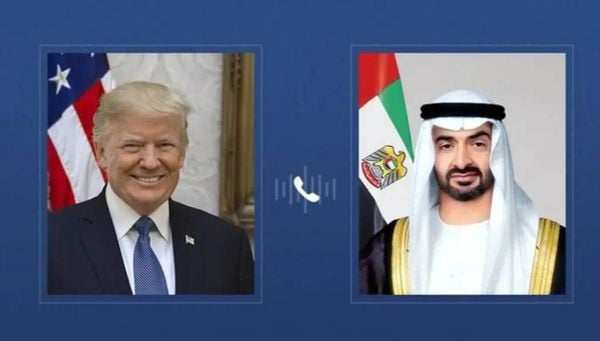 رئيس الإمارات يتلقى اتصالاً هاتفياً من الرئيس الأميركي دونالد ترامب