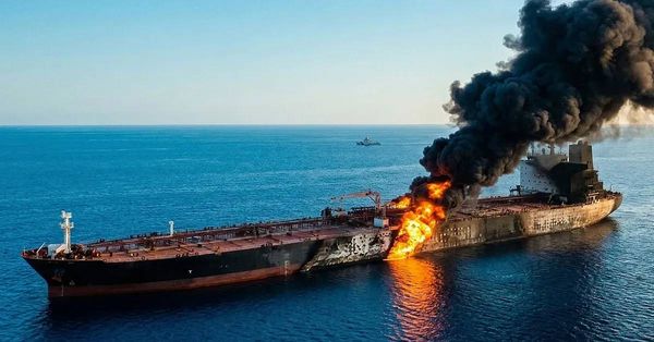 مقذوف مجهول يصيب سفينة شحن في مضيق هرمز.. وإجلاء طاقمها
